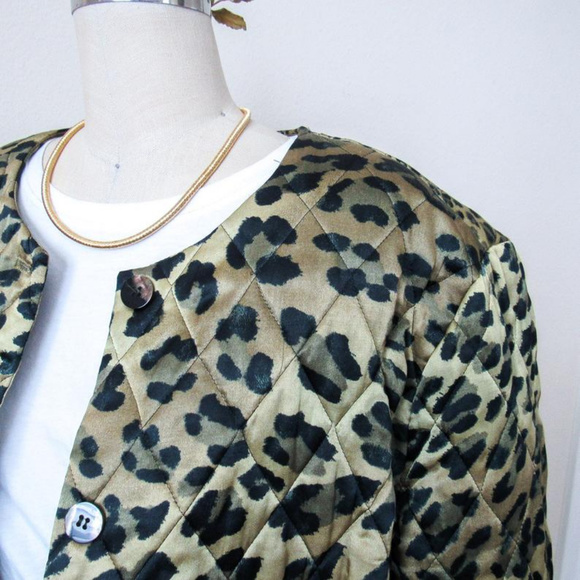 VINTAGE Animal Print Quilted Puffy Jacket RARE - Picture 8 of 8